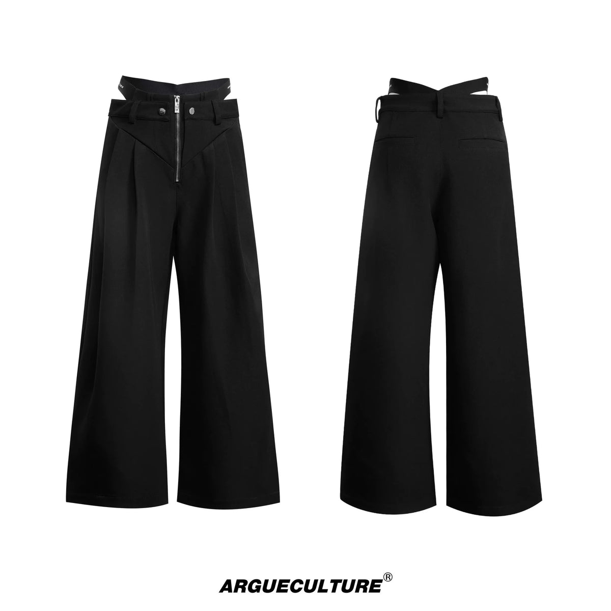 High-Waisted Straight-Leg Wide Pants for Streetwear - 0606 Black