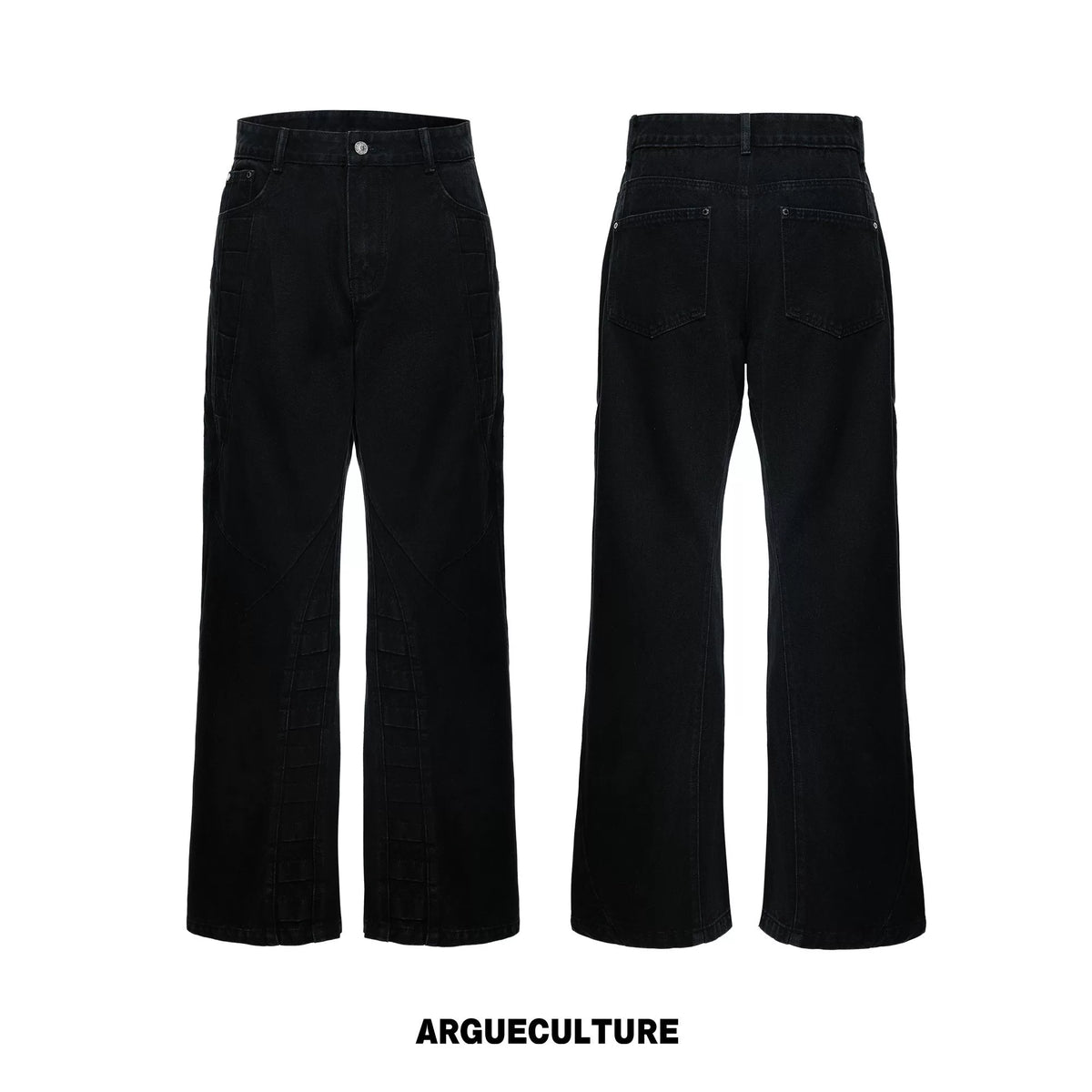 High-Waisted Straight-Leg Wide Pants for Streetwear - 1449 Black