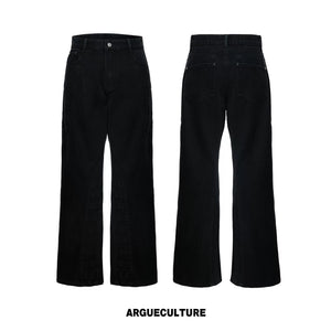 High-Waisted Straight-Leg Wide Pants for Streetwear - 1449 Black