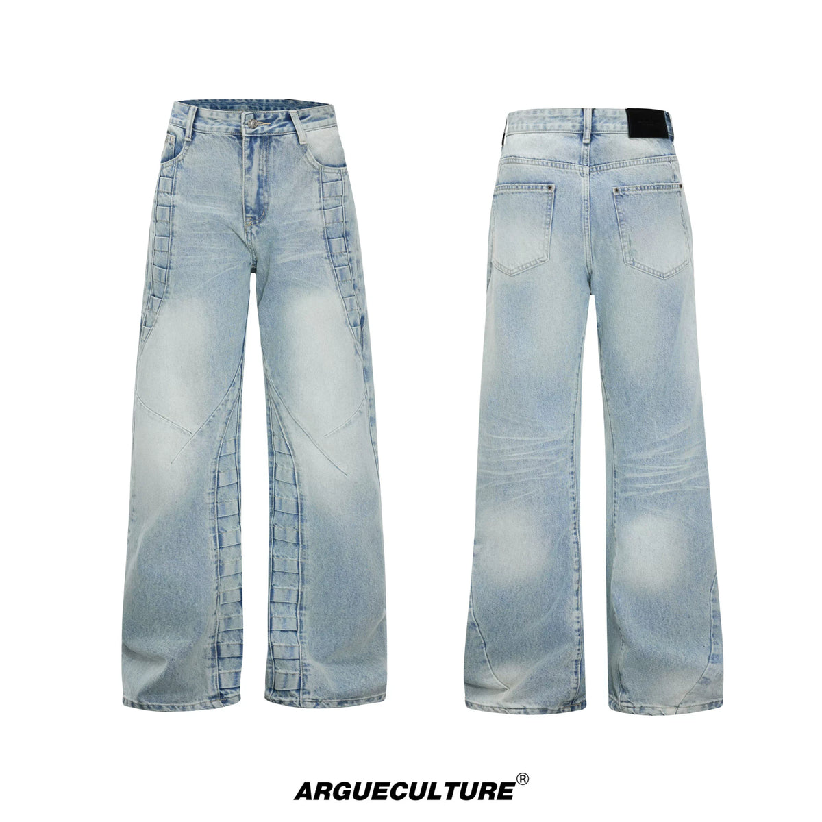 High-Waisted Straight-Leg Wide Pants for Streetwear - 1449 Blue