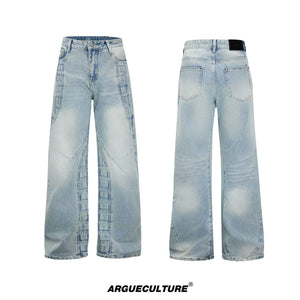 High-Waisted Straight-Leg Wide Pants for Streetwear - 1449 Blue