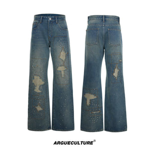 High-Waisted Straight-Leg Wide Pants for Streetwear - 1487 Blue