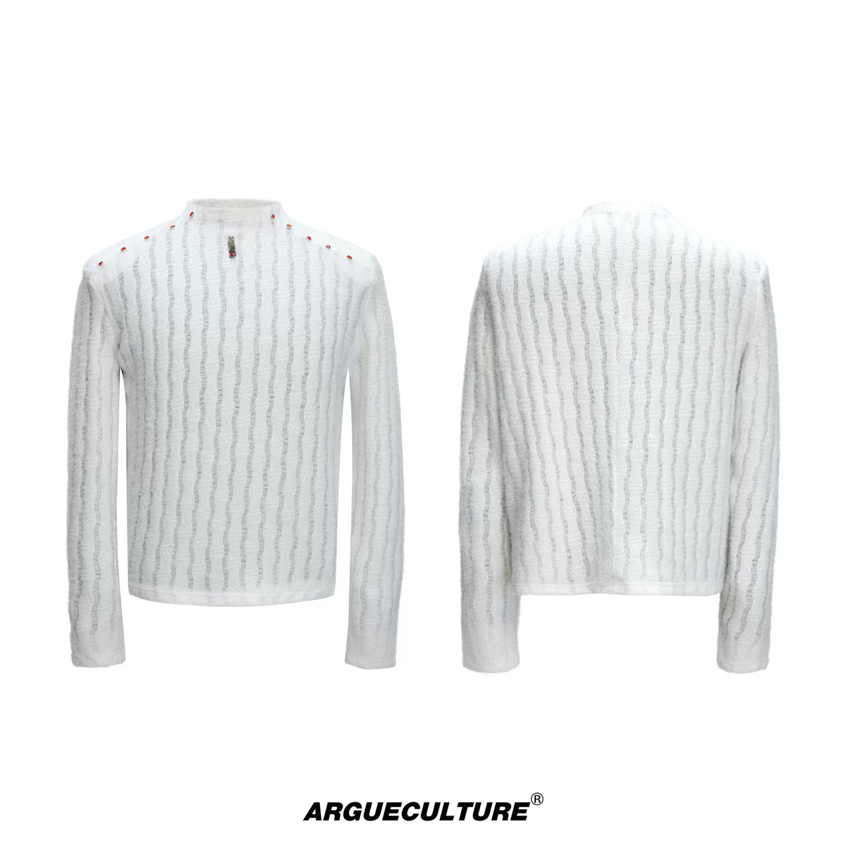 Selectable Stand-Collar Shirt | Long-Sleeve Streetwear - 1400 White