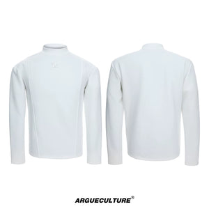 Selectable Stand-Collar Shirt | Long-Sleeve Streetwear - 1491 White