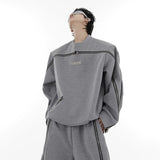 Selectable Stand-Collar Shirt | Long-Sleeve Streetwear - 0681 Gray Top