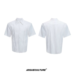 Selectable Stand-Collar Shirt | Long-Sleeve Streetwear - 0600 White