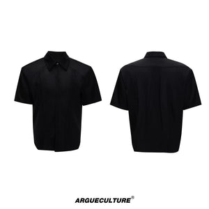 Selectable Stand-Collar Shirt | Long-Sleeve Streetwear - 0600 Black