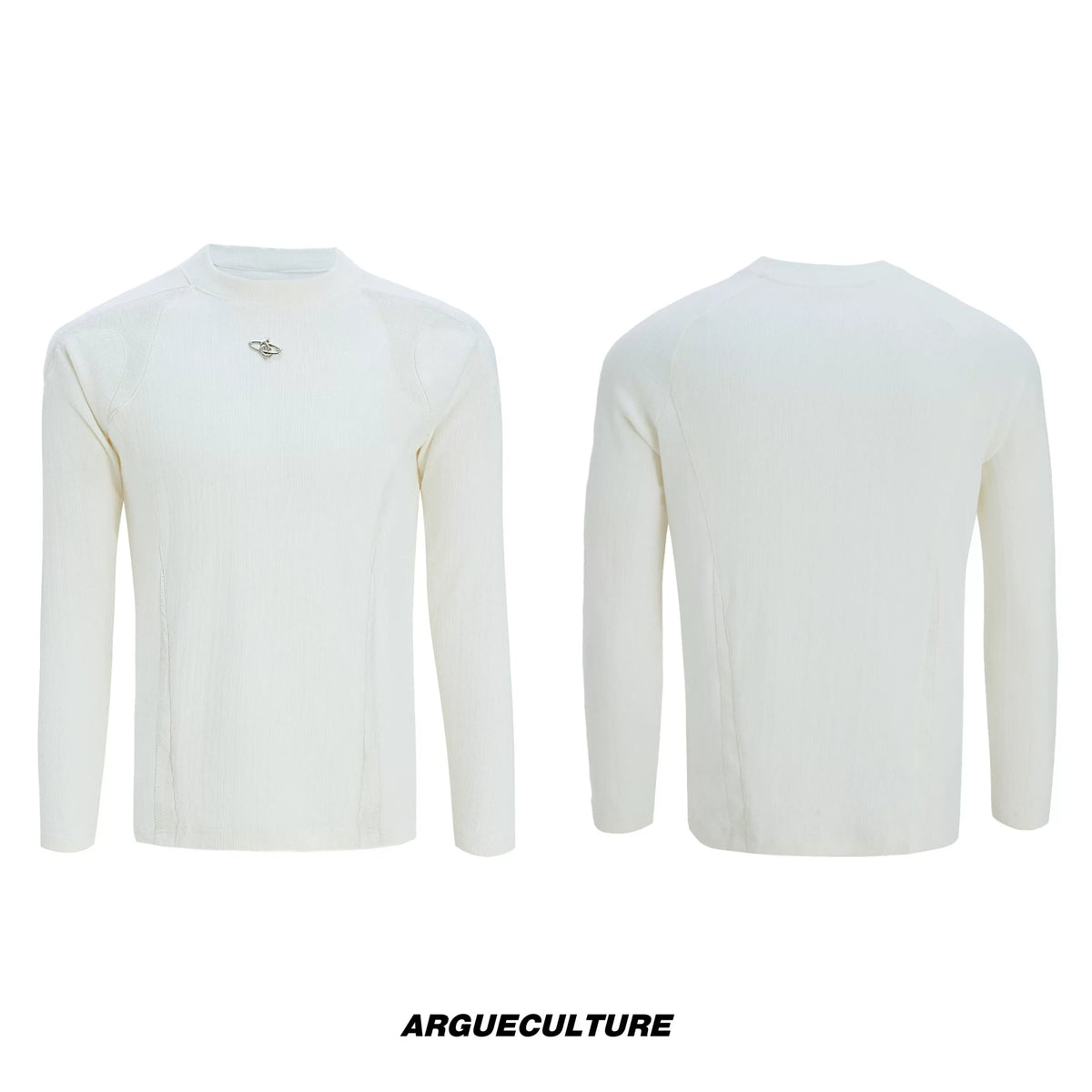 Selectable Stand-Collar Shirt | Long-Sleeve Streetwear - 1345 White