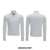 Selectable Stand-Collar Shirt | Long-Sleeve Streetwear - 1254 White