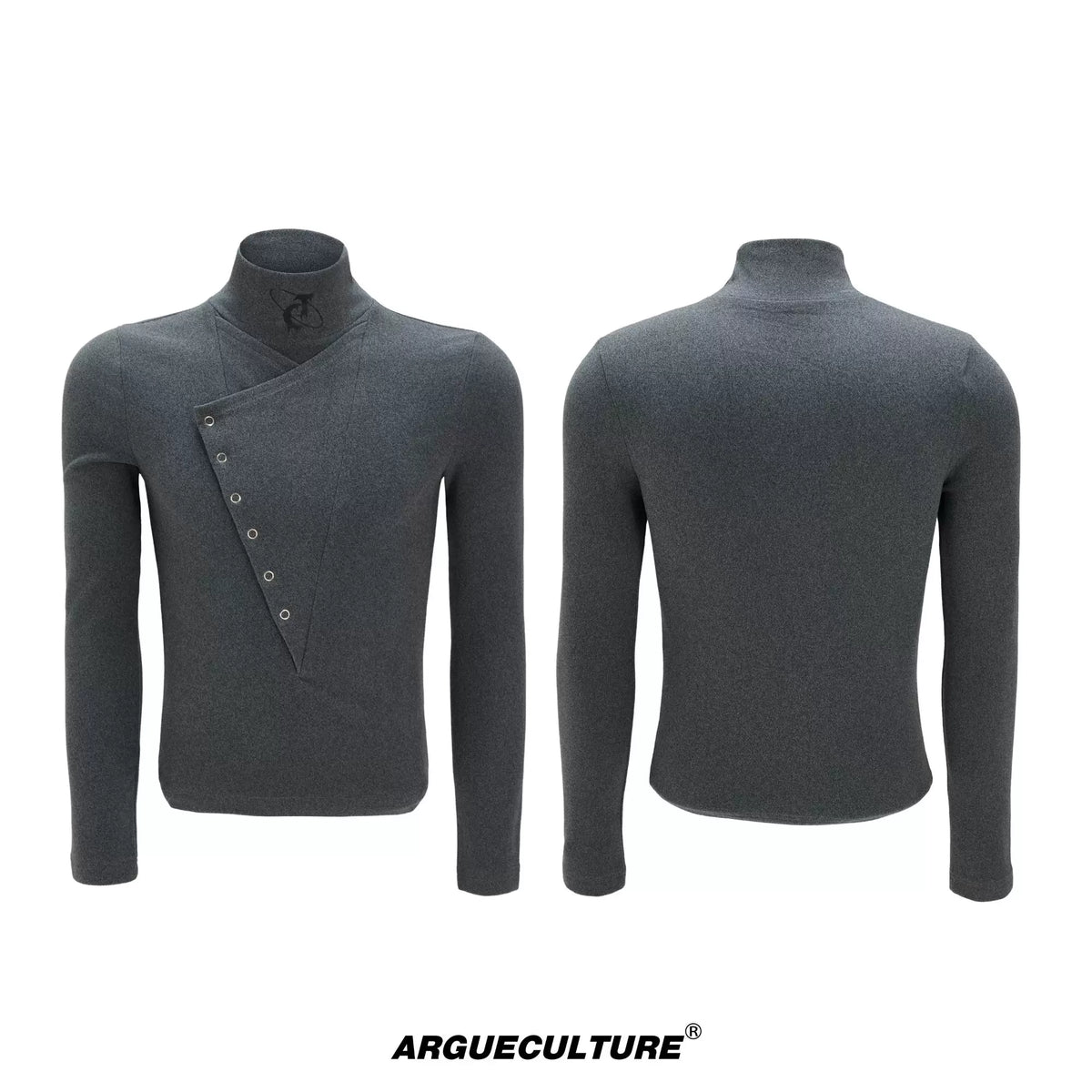 Selectable Stand-Collar Shirt | Long-Sleeve Streetwear - 1254 Gray