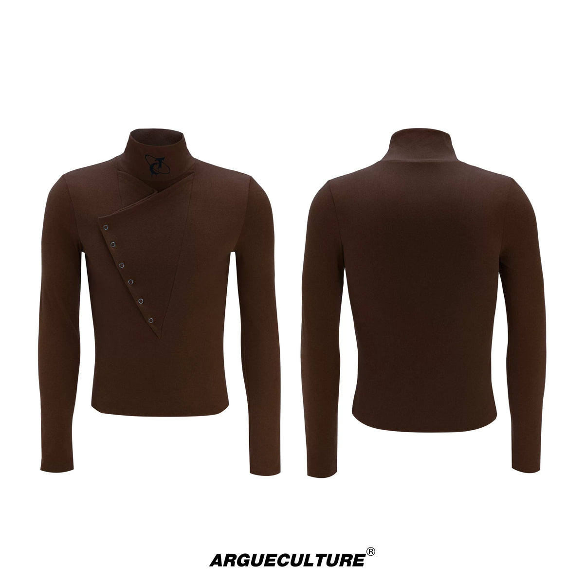 Selectable Stand-Collar Shirt | Long-Sleeve Streetwear - 1254 Brown