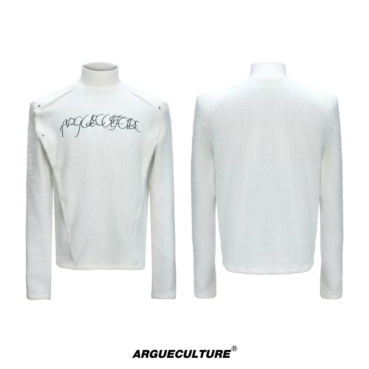 Selectable Stand-Collar Shirt | Long-Sleeve Streetwear - 1377 White