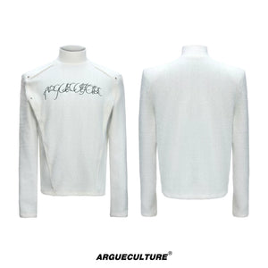 Selectable Stand-Collar Shirt | Long-Sleeve Streetwear - 1377 White