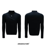 Selectable Stand-Collar Shirt | Long-Sleeve Streetwear - 0977 Black