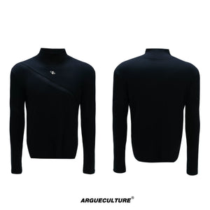 Selectable Stand-Collar Shirt | Long-Sleeve Streetwear - 0977 Black