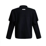 Selectable Stand-Collar Shirt | Long-Sleeve Streetwear - 6401 Black