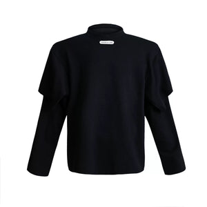 Selectable Stand-Collar Shirt | Long-Sleeve Streetwear - 6401 Black