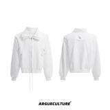 Selectable Stand-Collar Shirt | Long-Sleeve Streetwear - 0438 White
