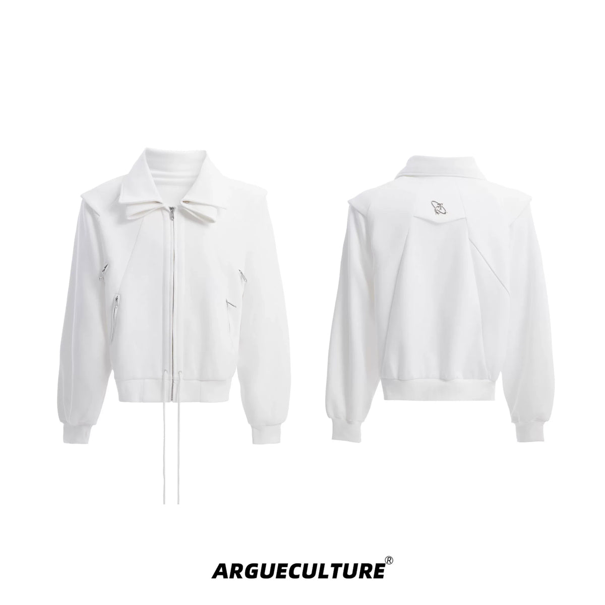 Selectable Stand-Collar Shirt | Long-Sleeve Streetwear - 0438 White