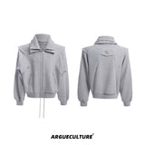 Selectable Stand-Collar Shirt | Long-Sleeve Streetwear - 0438 Gray