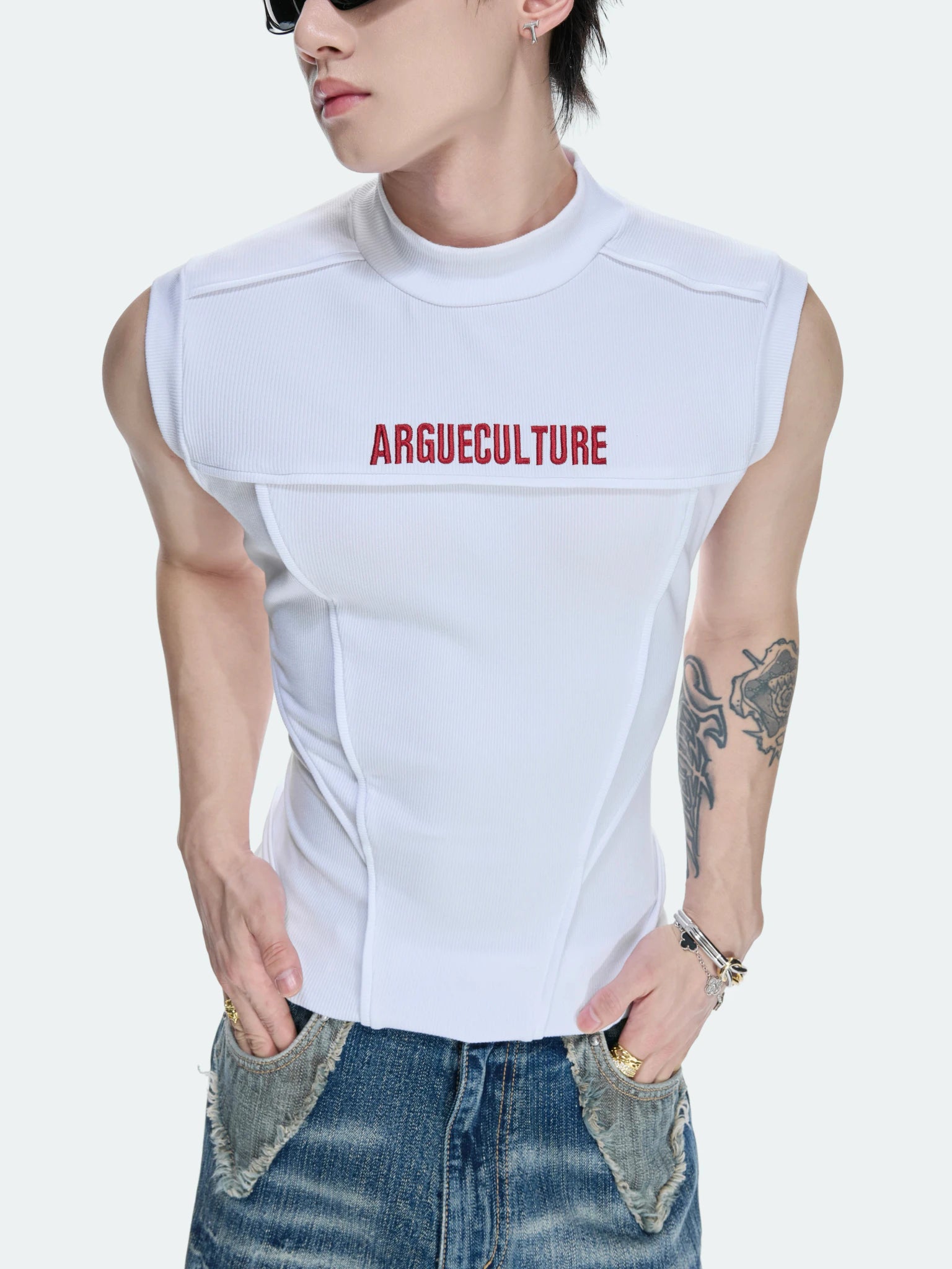 Structured Seam Sleeveless Tank Top | ARGUE CULTURE - main image 2
