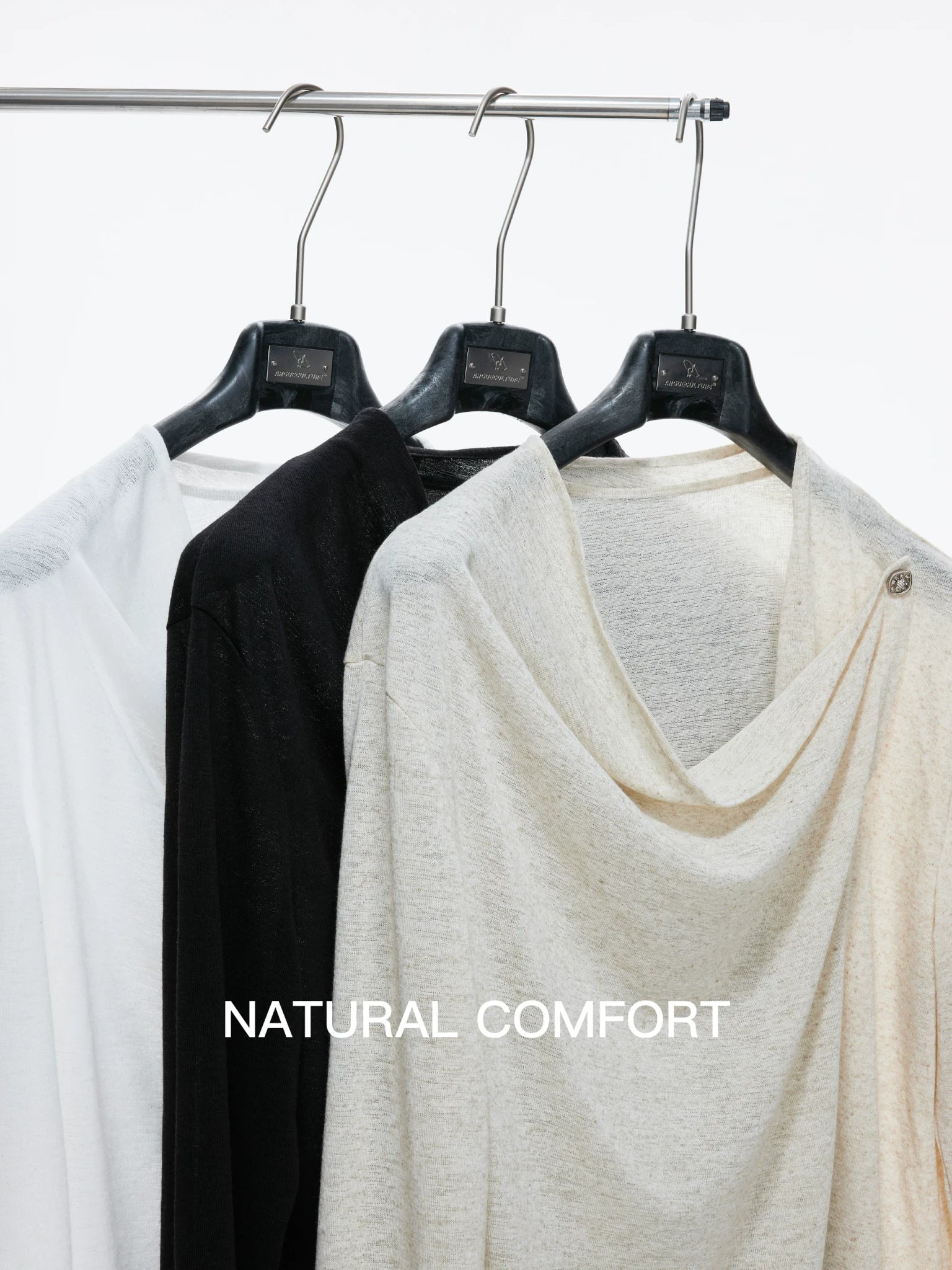 Asymmetric Draped Cowl-Neck Top | Linen-Blend Knit - main image 3
