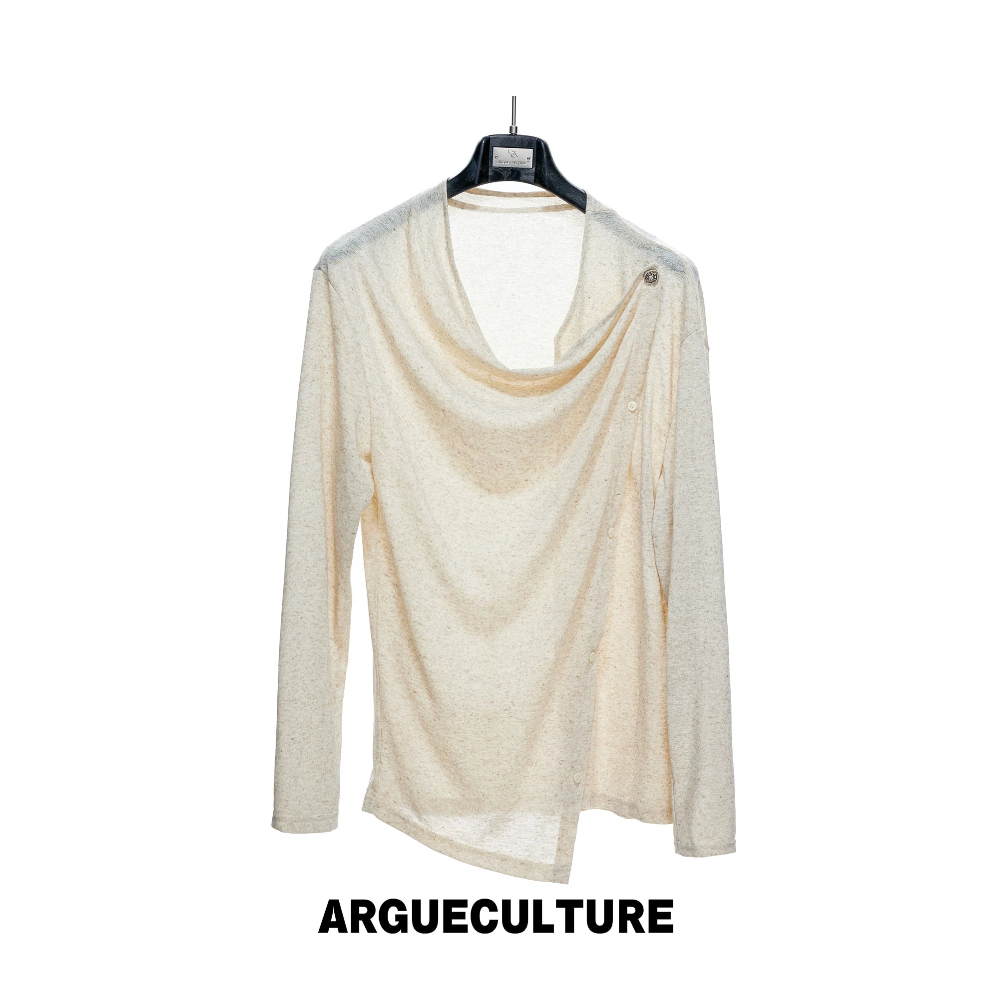 Asymmetric Draped Cowl-Neck Top | Linen-Blend Knit - Linen