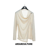 Asymmetric Draped Cowl-Neck Top | Linen-Blend Knit - Linen (Preorder)