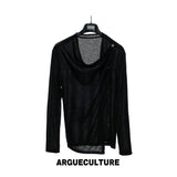 Asymmetric Draped Cowl-Neck Top | Linen-Blend Knit - Black (Preorder)