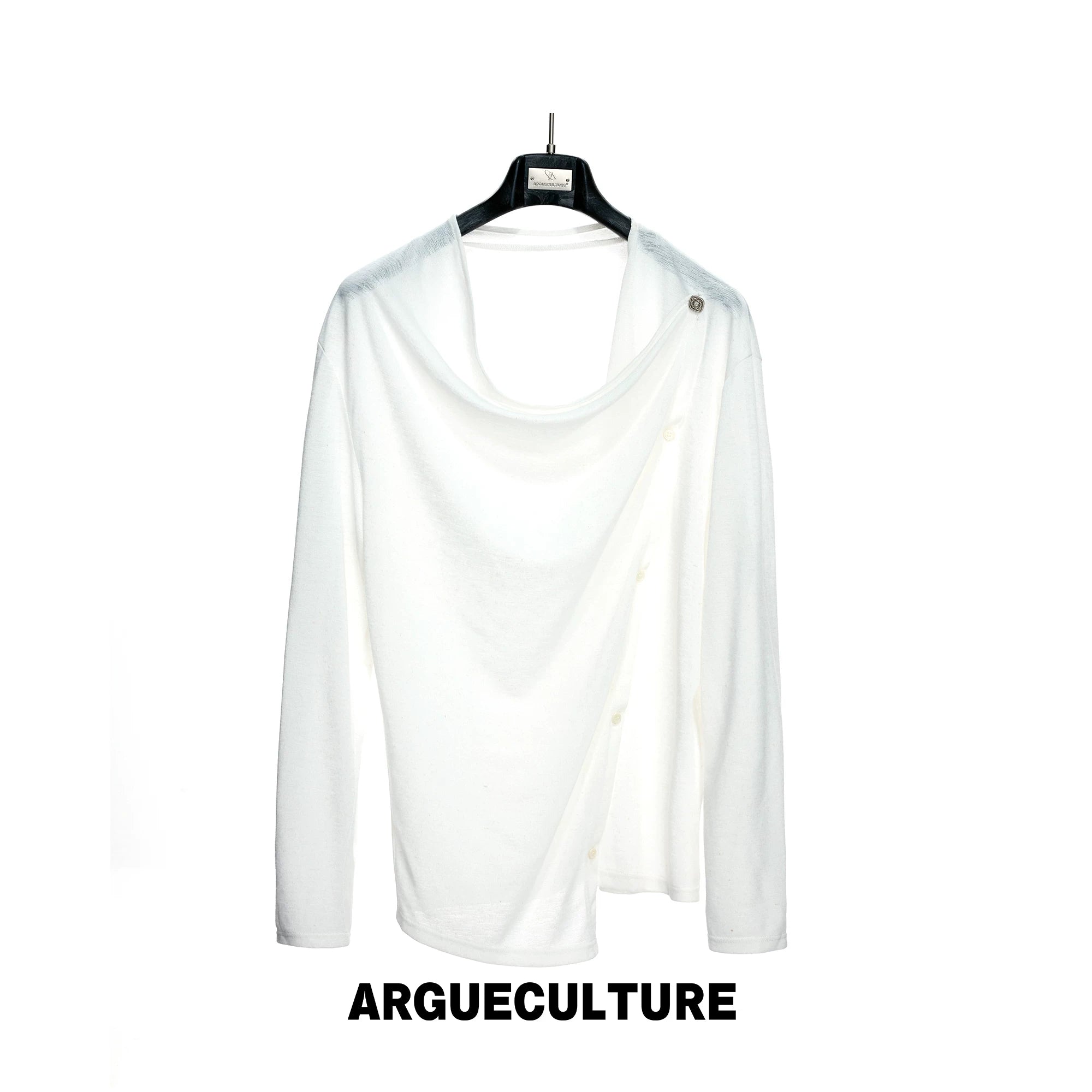 Asymmetric Draped Cowl-Neck Top | Linen-Blend Knit - White (Preorder)