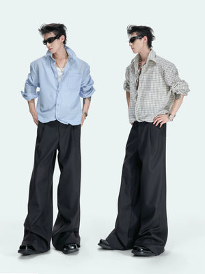 Cropped Check Seersucker Shirt with Drawcord Hem - main image 5