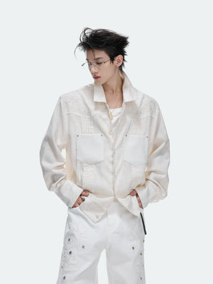 Floral Embroidered Linen Shirt Jacket | Argue - main image 4