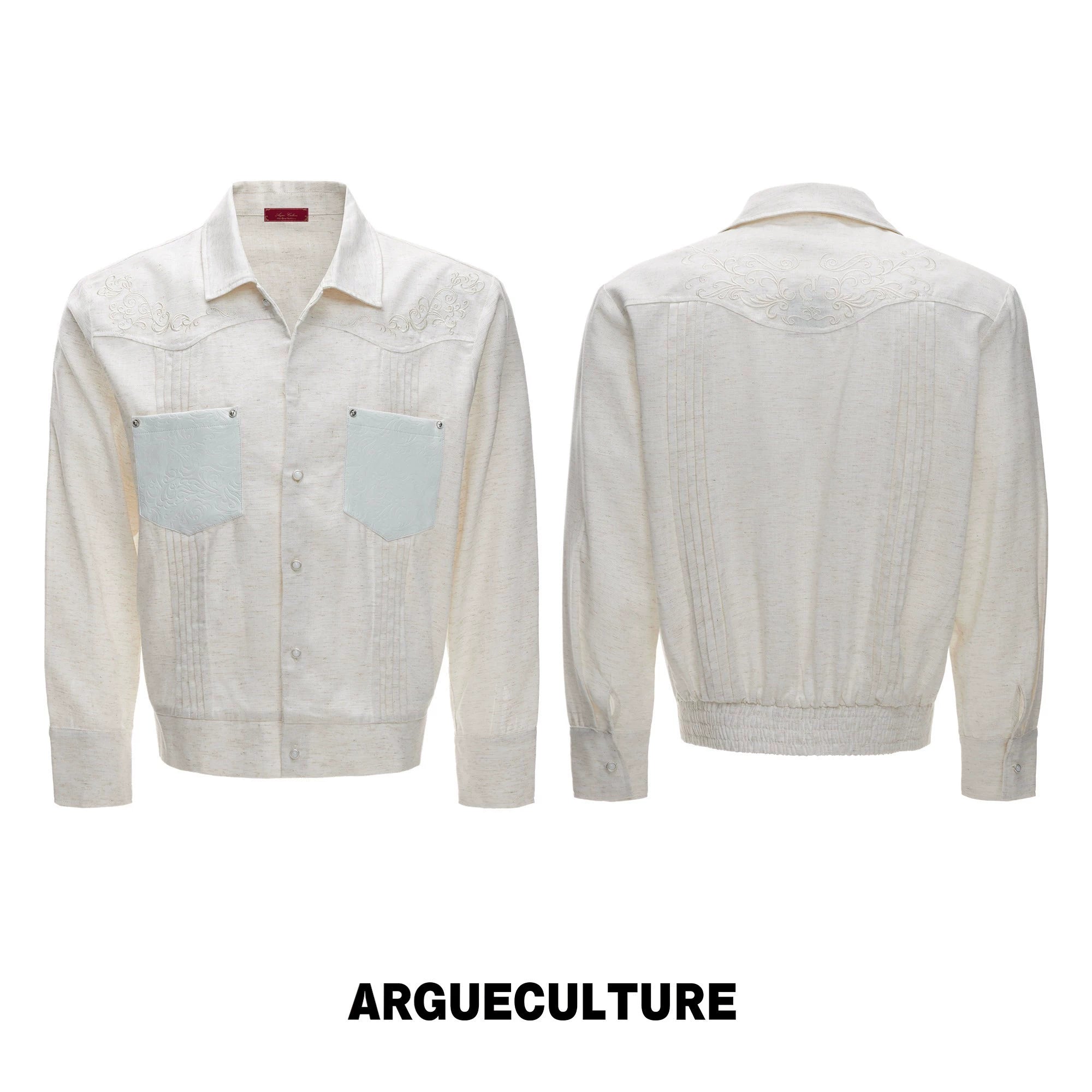 Floral Embroidered Linen Shirt Jacket | Argue - Linen