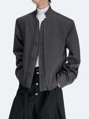 Deconstructed Cropped Blazer Jacket in Gray - main image 1