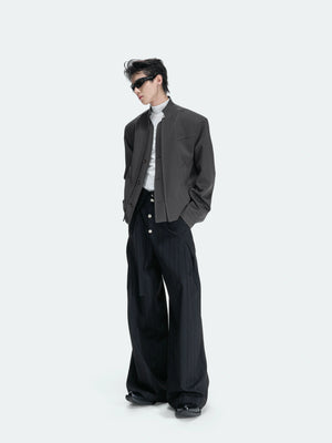 Deconstructed Cropped Blazer Jacket in Gray - main image 3
