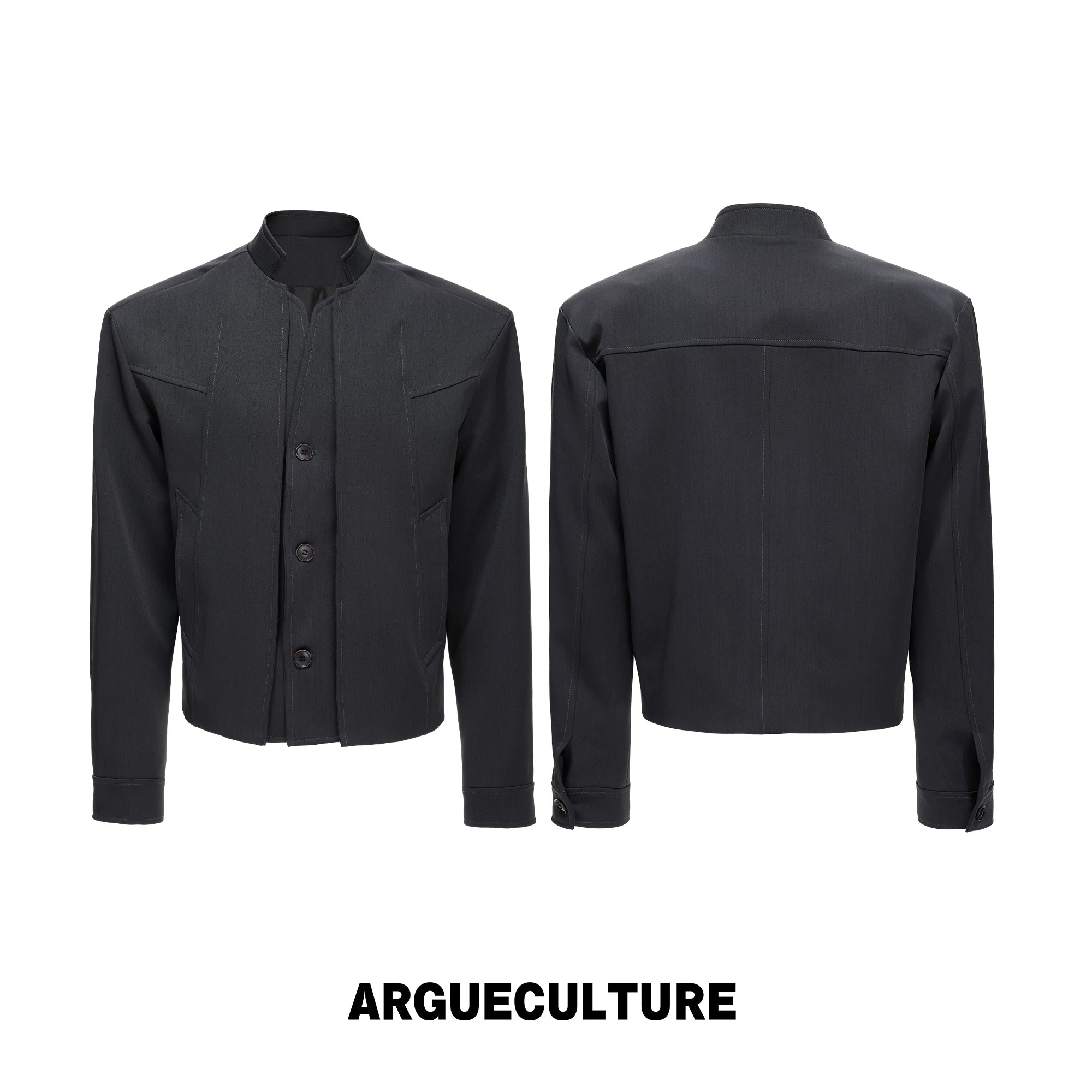 Deconstructed Cropped Blazer Jacket in Gray - Gray Top (Preorder)
