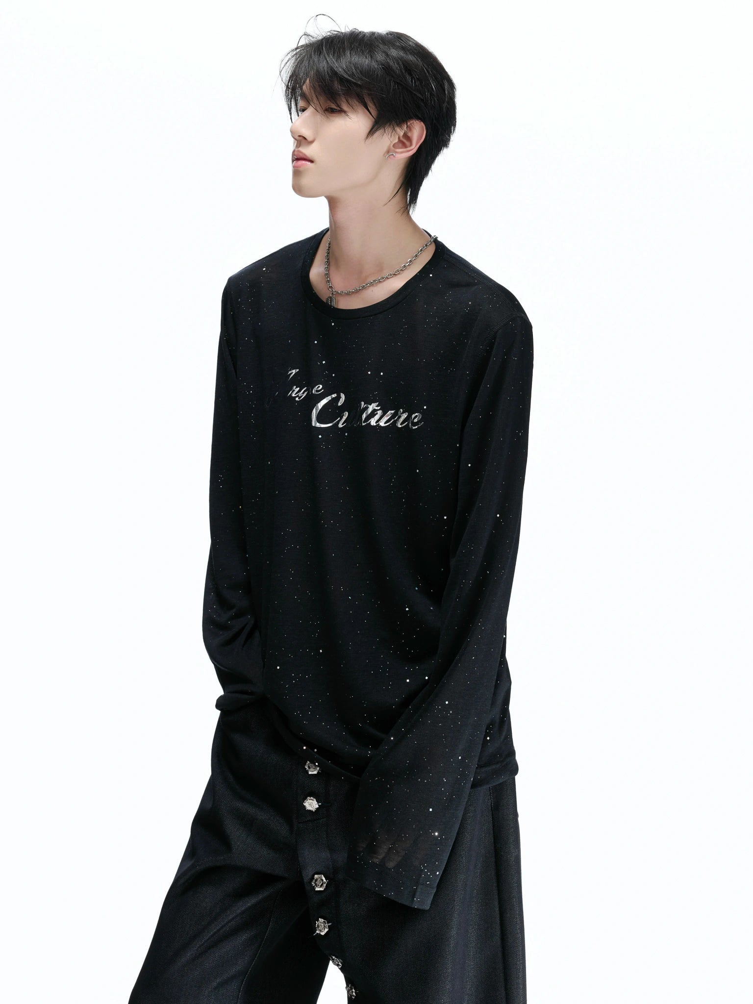 Lyocell Blend Star-Speckled Long Sleeve T-Shirt - main image 1
