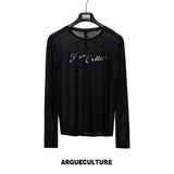 Lyocell Blend Star-Speckled Long Sleeve T-Shirt - Top / Black