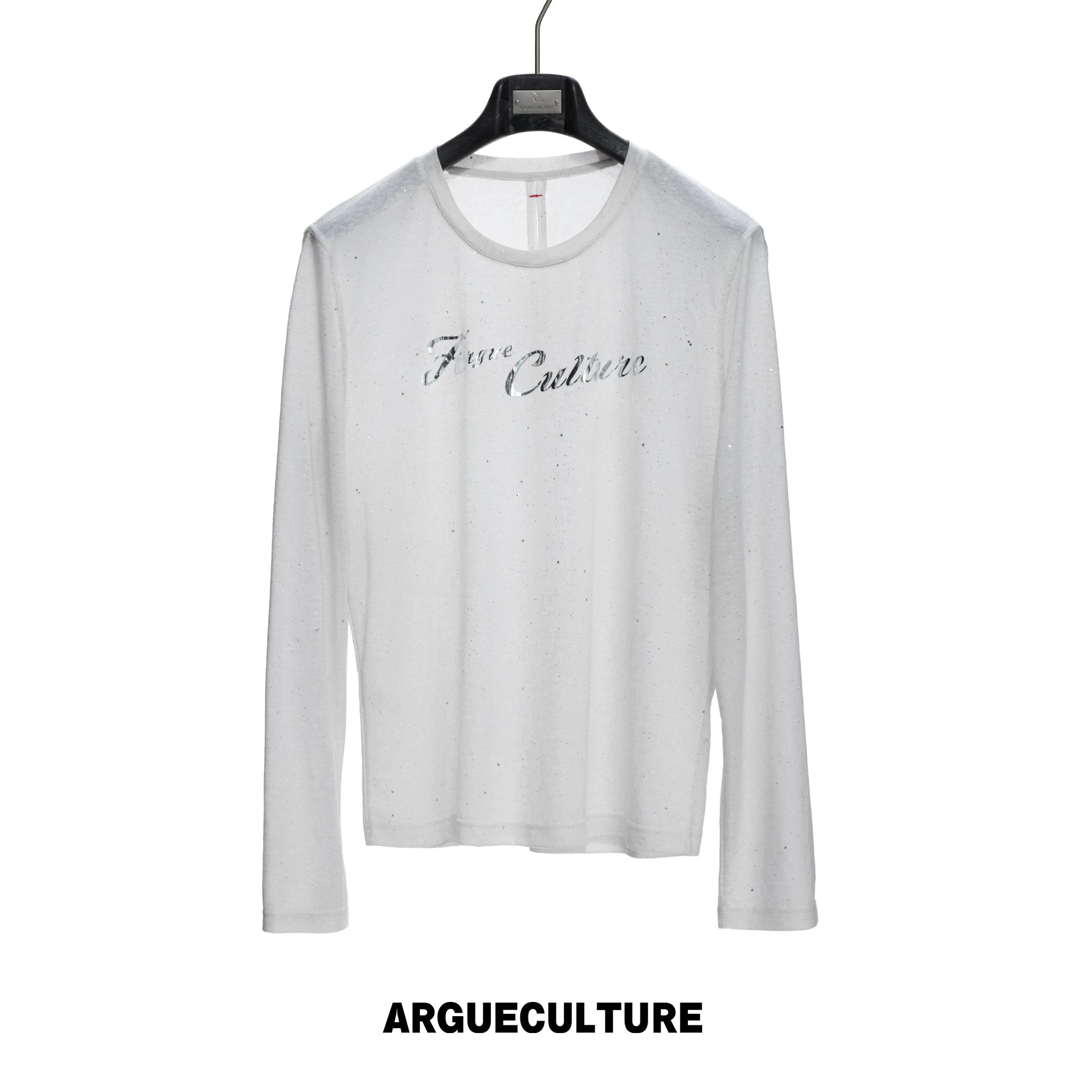 Lyocell Blend Star-Speckled Long Sleeve T-Shirt - Top / White