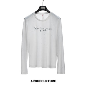 Lyocell Blend Star-Speckled Long Sleeve T-Shirt - Top / White
