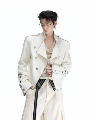 Stand-Collar Asymmetric Zip Cropped Jacket - main image 4