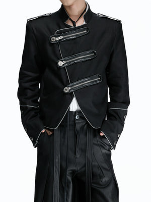 Stand-Collar Asymmetric Zip Cropped Jacket - main image 5