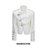Stand-Collar Asymmetric Zip Cropped Jacket - White