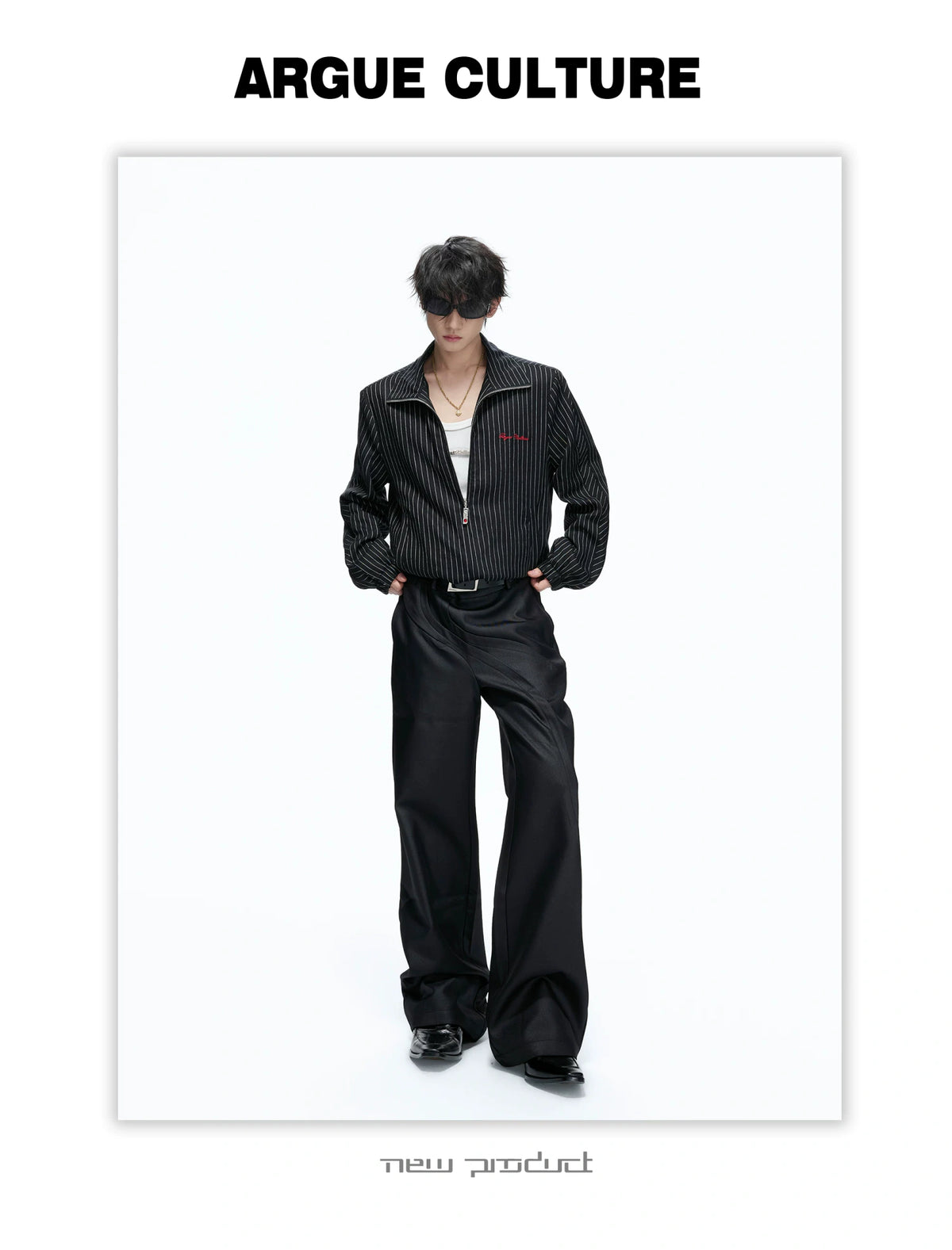 Striped Stand-Collar Jacket with Leopard Lining - description image 4