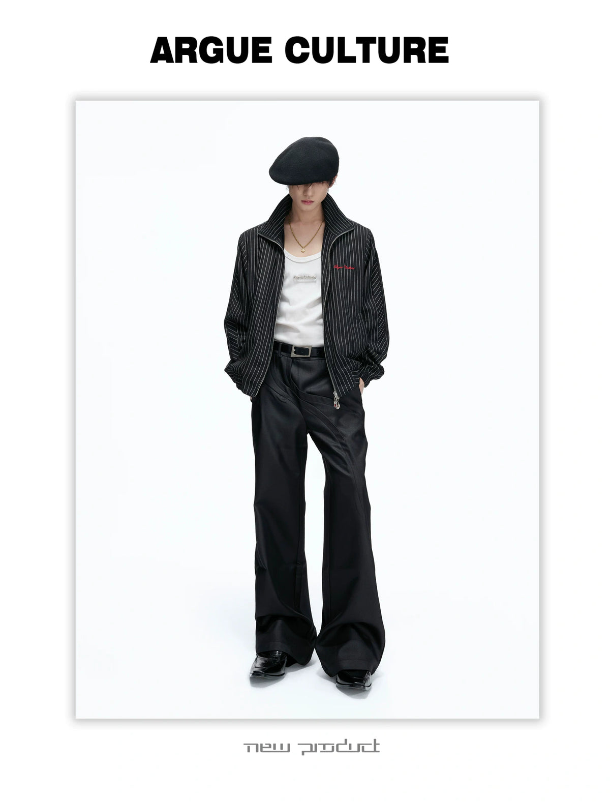 Striped Stand-Collar Jacket with Leopard Lining - description image 6