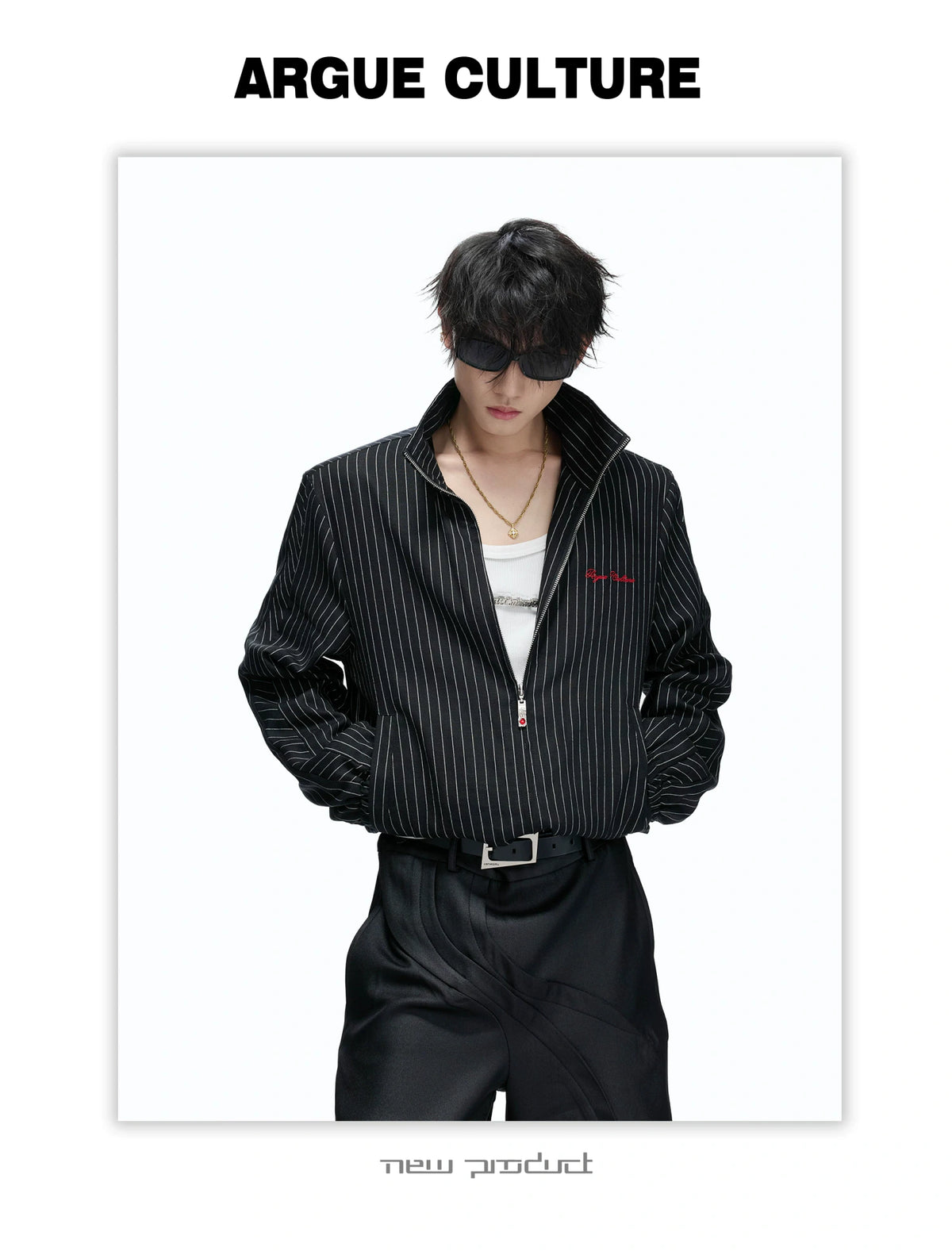Striped Stand-Collar Jacket with Leopard Lining - description image 10