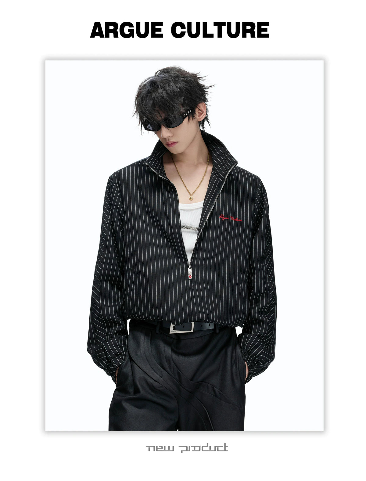 Striped Stand-Collar Jacket with Leopard Lining - description image 18