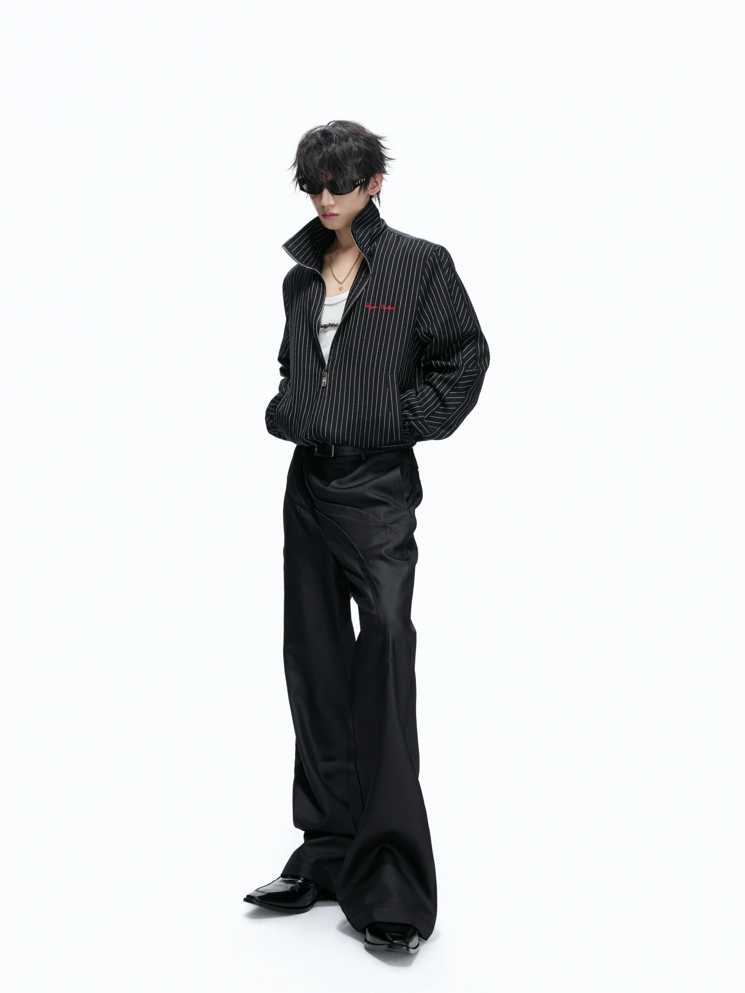 Striped Stand-Collar Jacket with Leopard Lining - main image 4