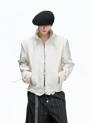 Spine Embroidered Cropped Structured Shoulder Jacket - main image 3