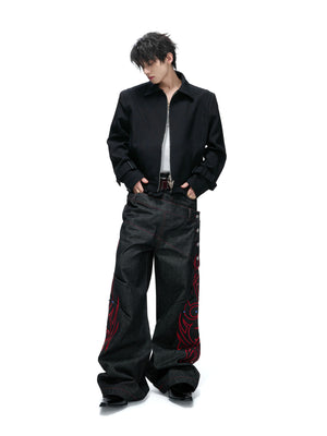 Spine Embroidered Cropped Structured Shoulder Jacket - main image 4